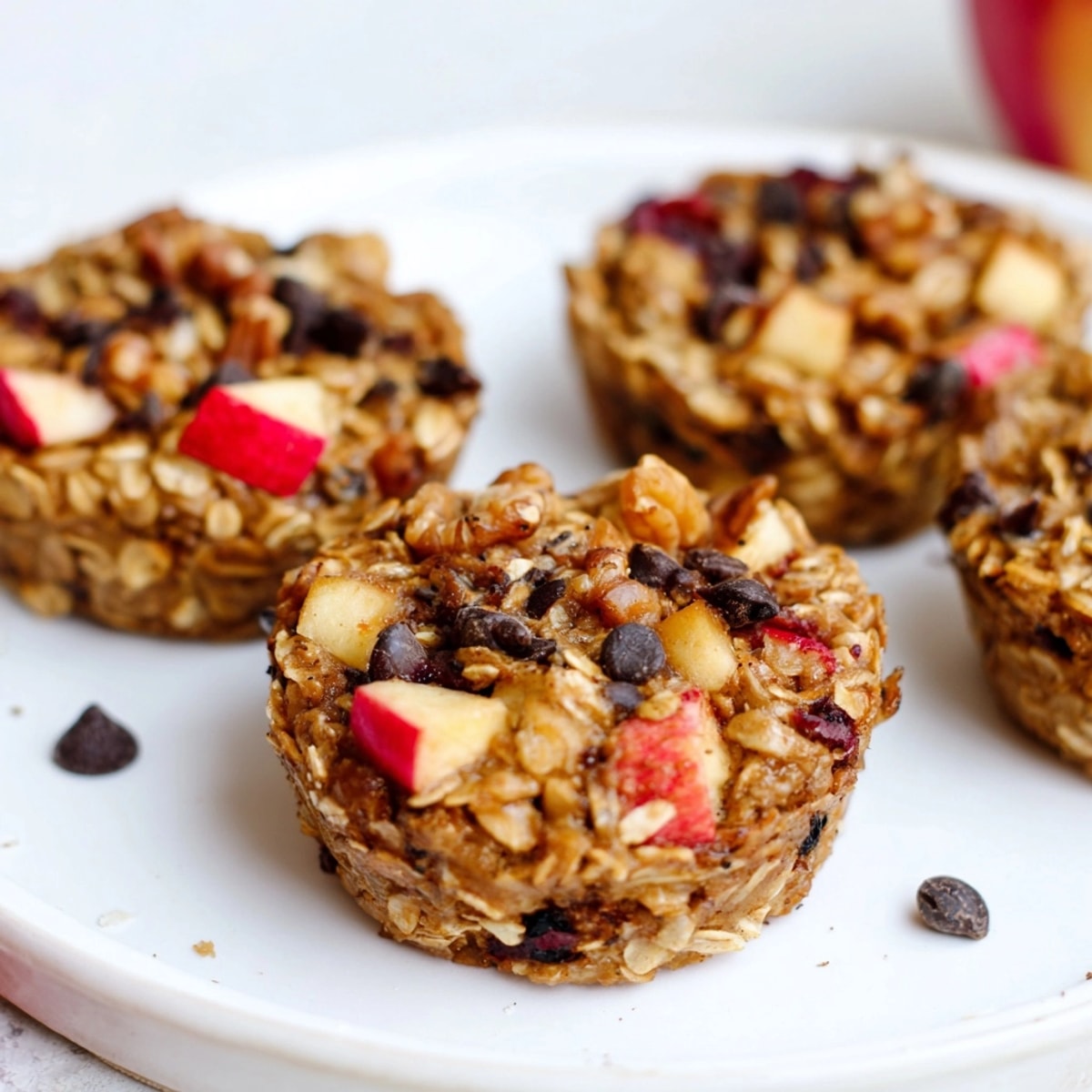 Golden brown Baked Oatmeal Cups, studded with berries, cooling on a wire rack.