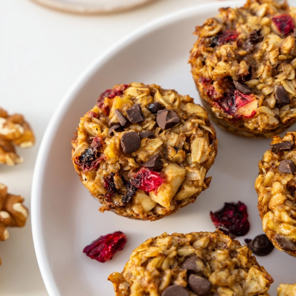 Close-up of moist, spiced Baked Oatmeal Cups perfect as an easy breakfast.