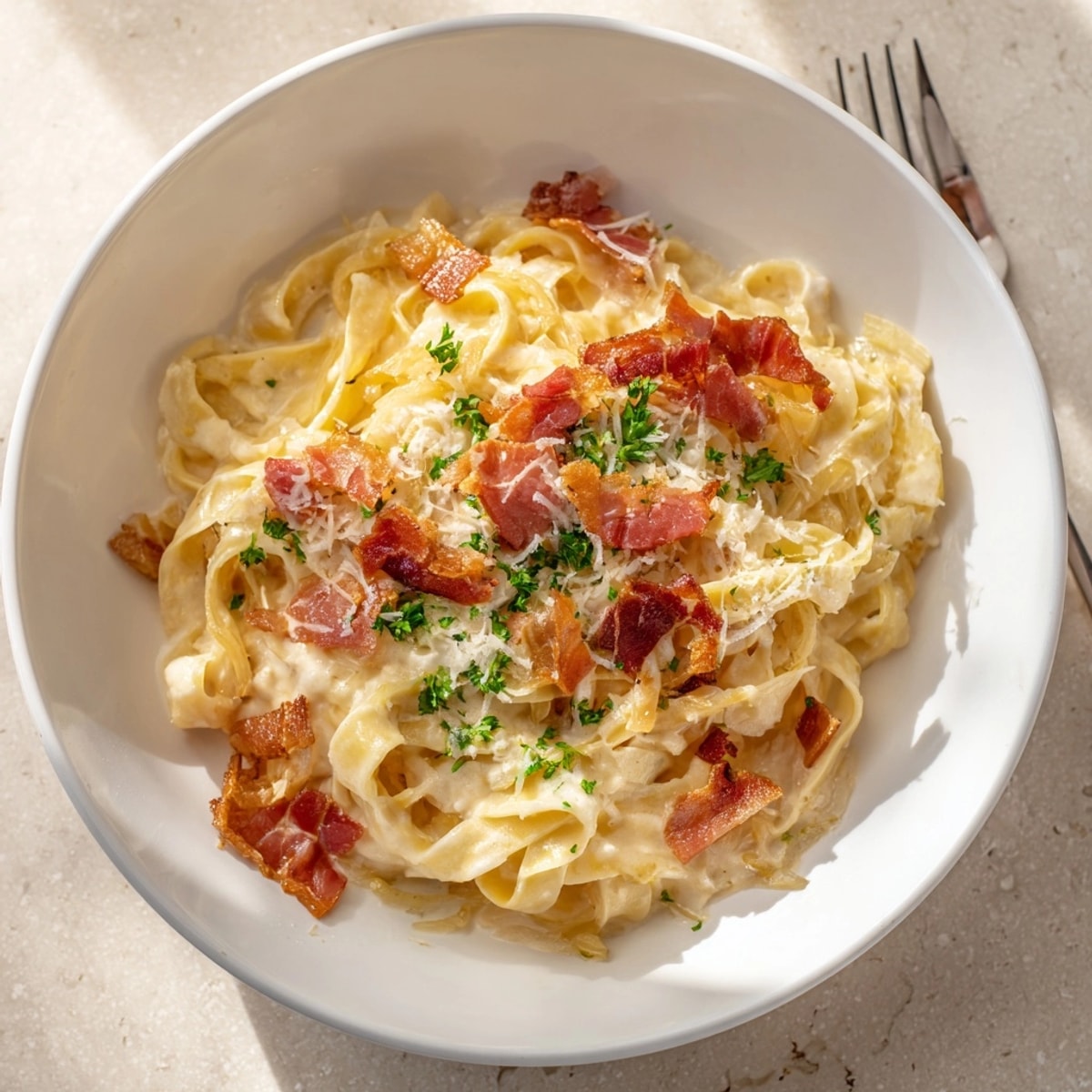Savor this French Onion Pasta recipe: a comforting fusion, garnish with fresh parsley.