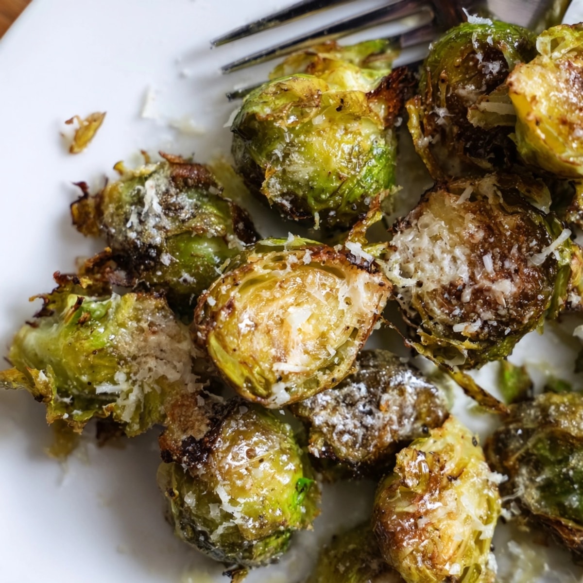 Easy Smashed Brussels Sprouts recipe: flattened, seasoned sprouts on parchment, baking for a tasty side.