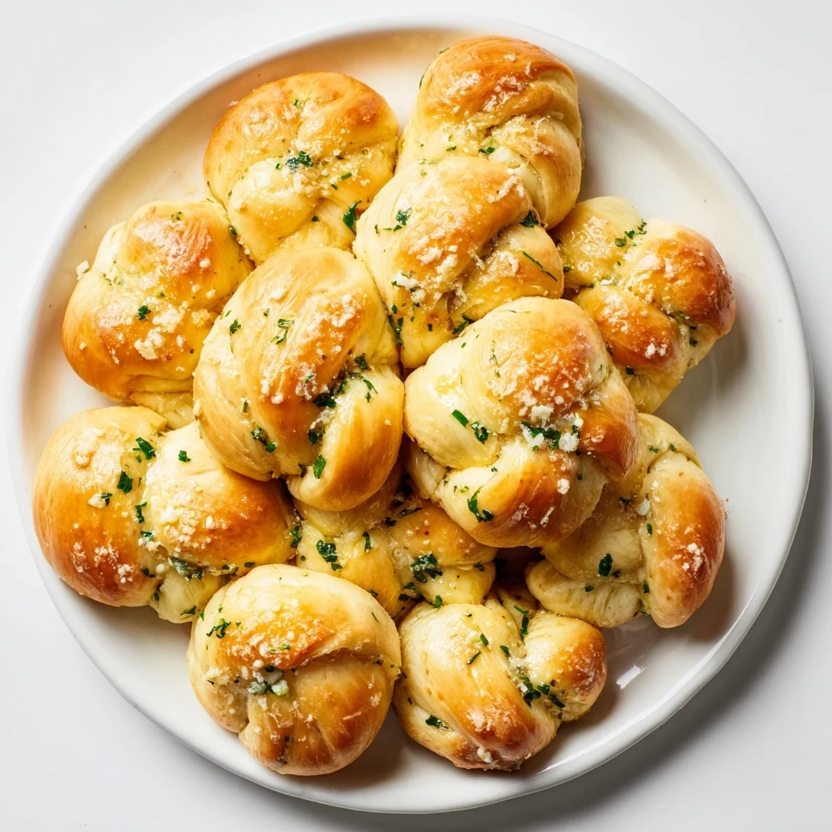 Image of savory garlic knots, perfectly knotted and glistening, ideal as a flavorful appetizer.