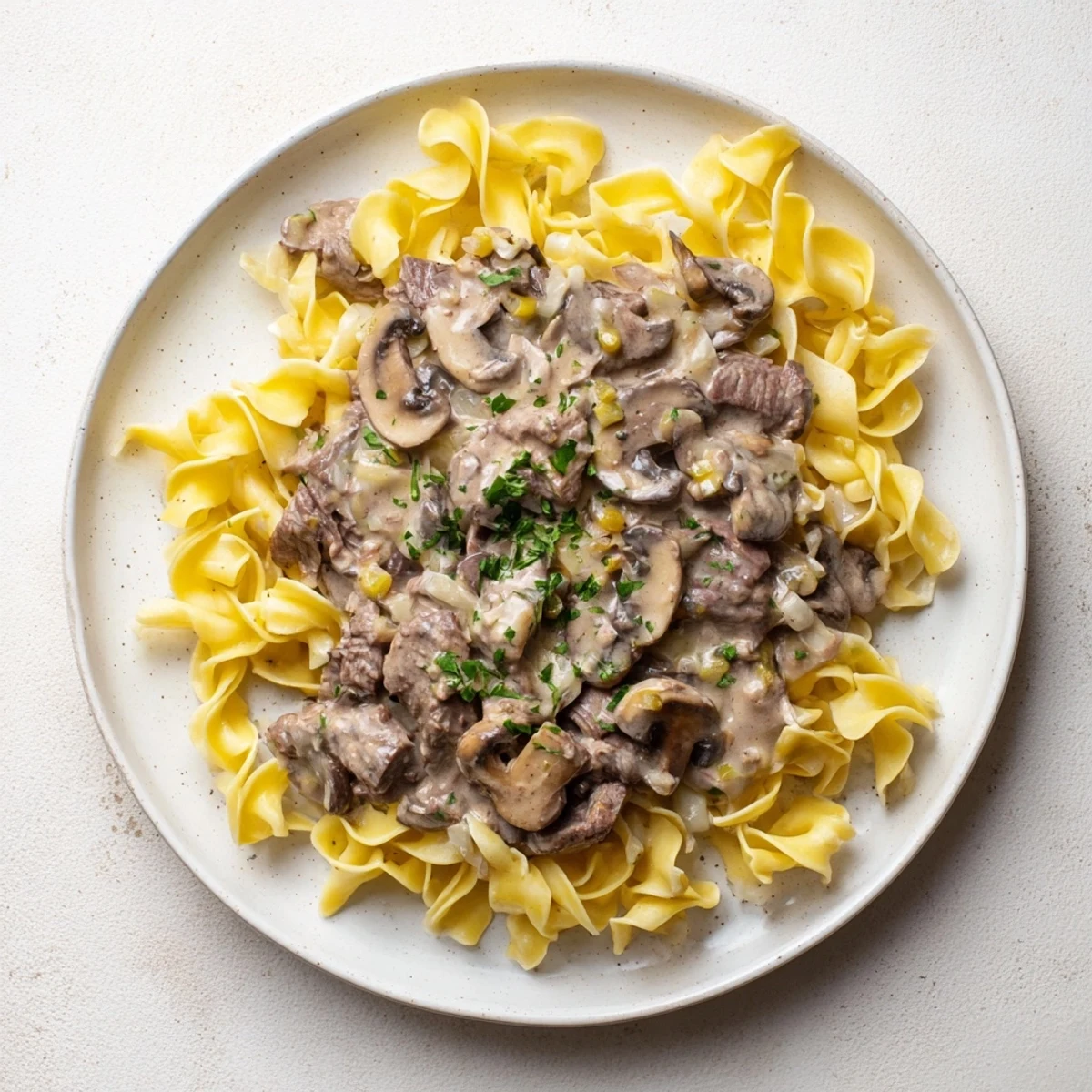 Rich Beef Stroganoff Egg Noodles