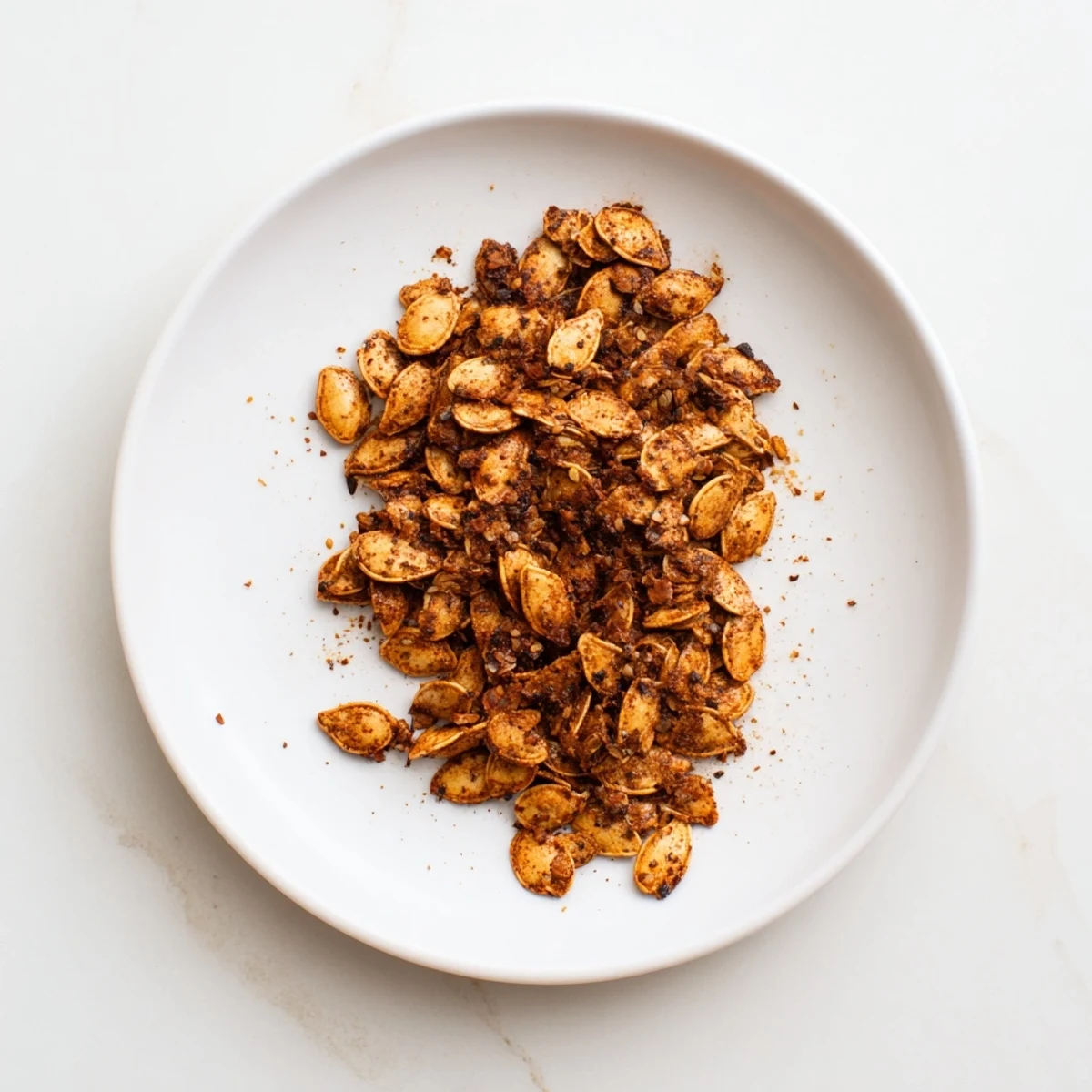 Warm, spiced aroma: Delicious, homemade Spiced Roasted Pumpkin Seeds, ideal for a party appetizer.