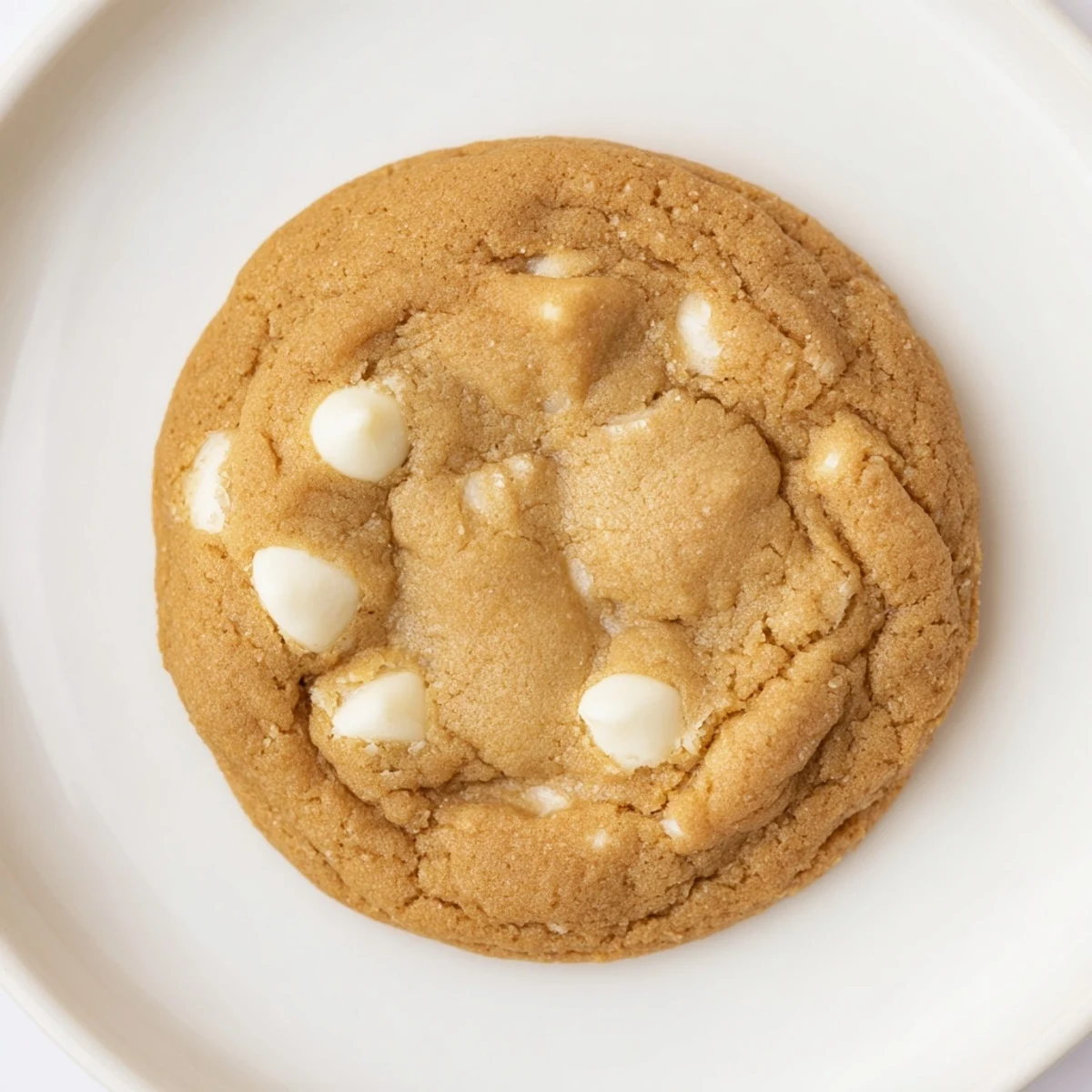A close-up of chewy white chocolate cookies, studded with creamy chips, tempting everyone.