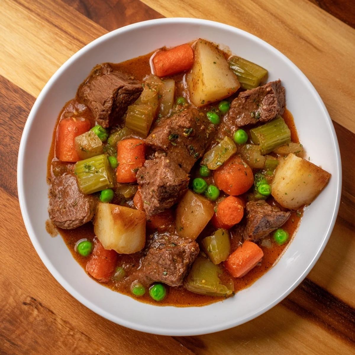 Comforting American beef stew, perfect for chilly evenings served with crusty bread.