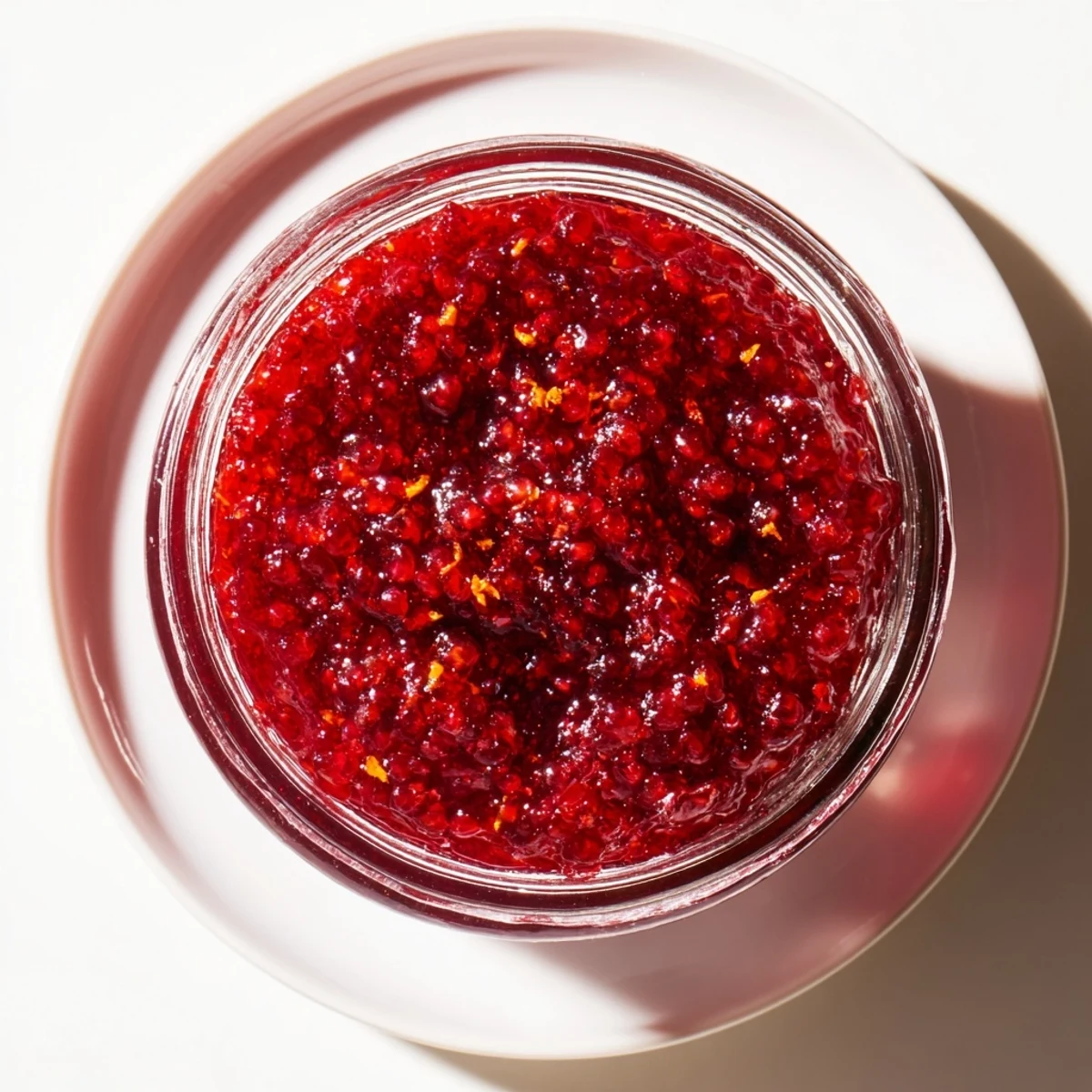 Homemade Jelly Cranberry with a glossy sheen, perfect for drizzling over holiday desserts.
