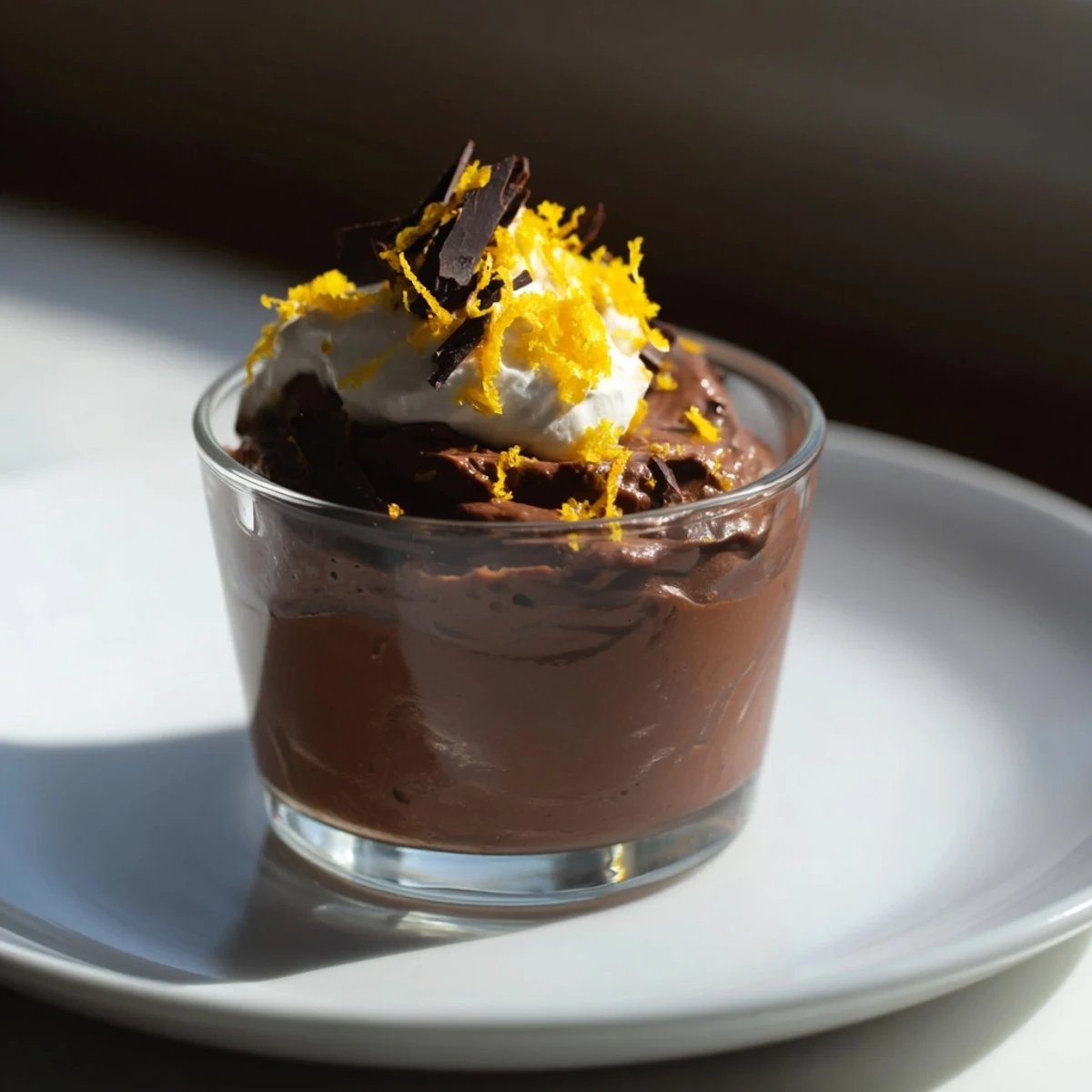 Beautifully crafted Dark Chocolate and Orange Mousse, perfect for a special occasion dessert experience.
