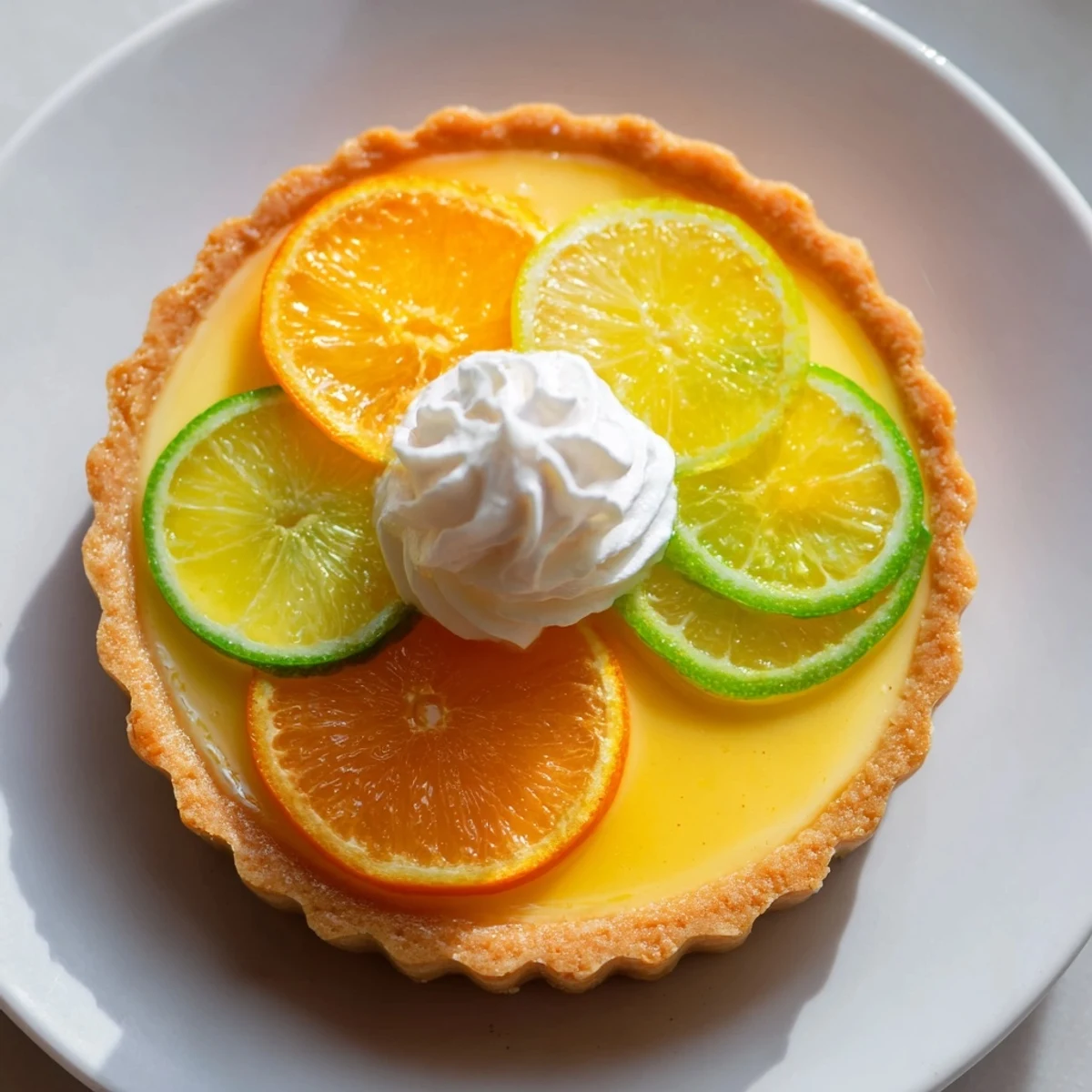 Imagine the Citrus Tart: a beautifully baked dessert with a glossy, citrusy interior, perfect treat.