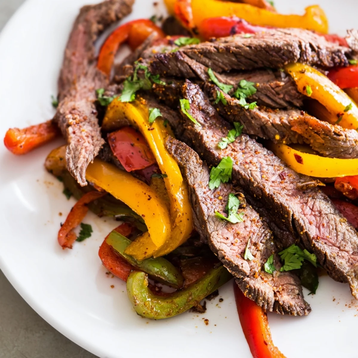 Easy Sheet Pan Steak Fajitas with colorful peppers and onions, ready for a weeknight Tex-Mex dinner.