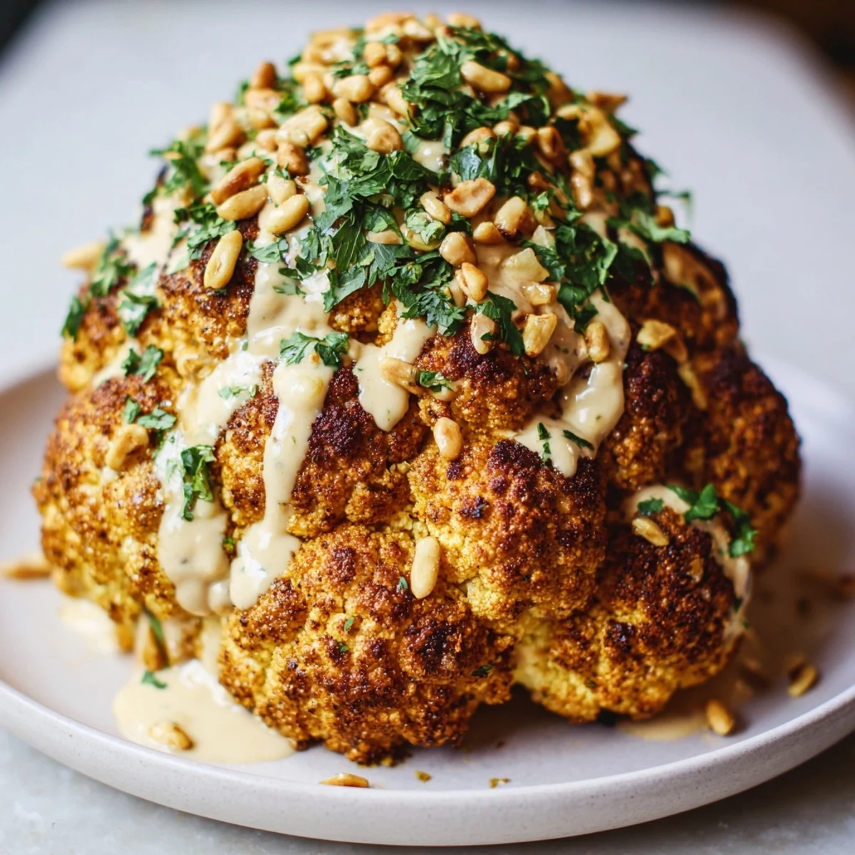 Centerpiece vegetable dish with a roasted, crisp exterior and a tender core, ready to slice and serve.