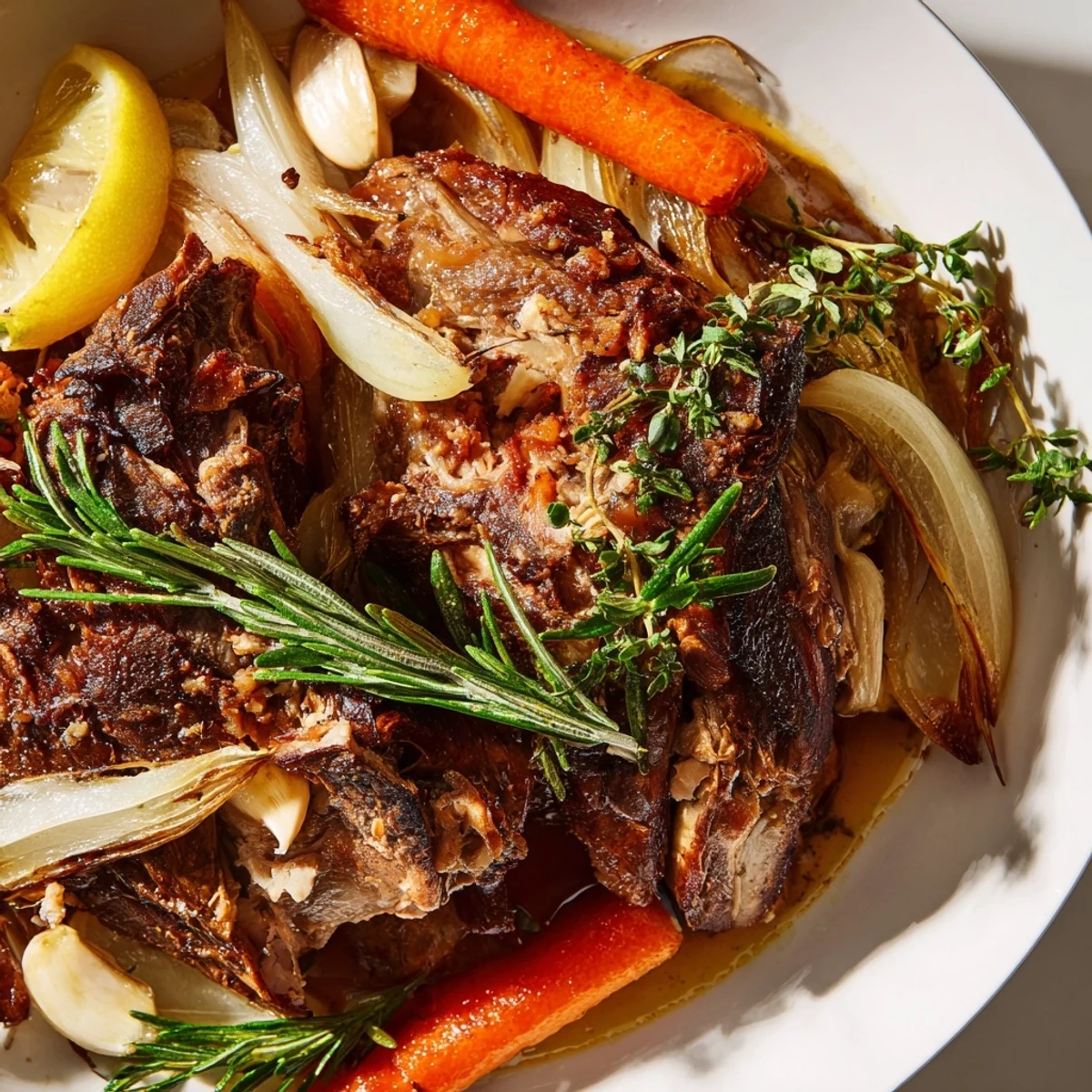 Slow Cooked Lamb Shoulder Garlic