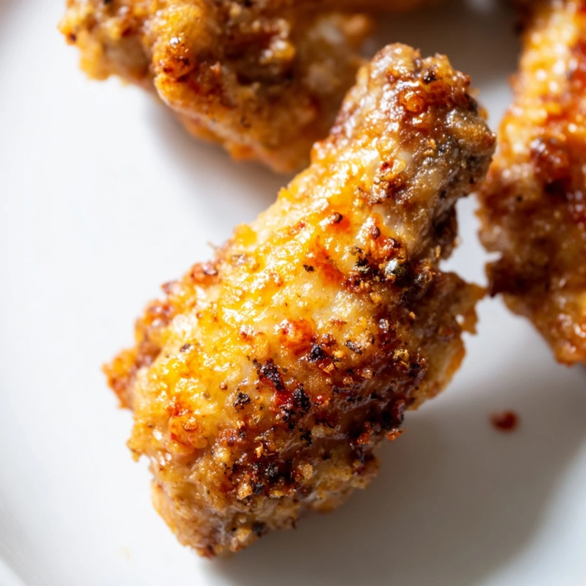 Oven baked Game Day Crispy Oven Baked Chicken Wings served with a side of ranch dressing and buffalo sauce.