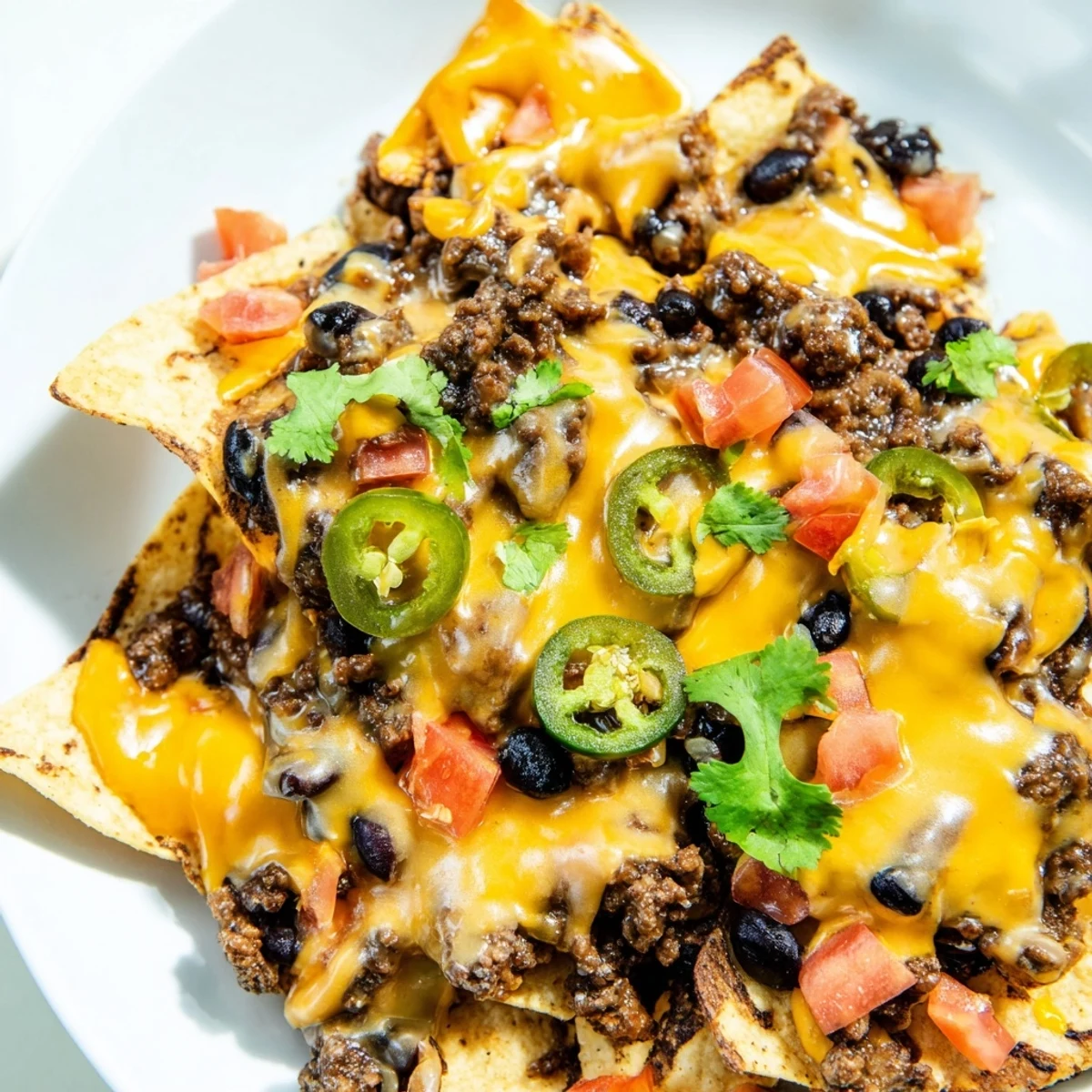 Sizzling beef and bean mixture layered over sturdy tortilla chips, finished with bubbly cheese, diced tomatoes, and a side of creamy guacamole.  