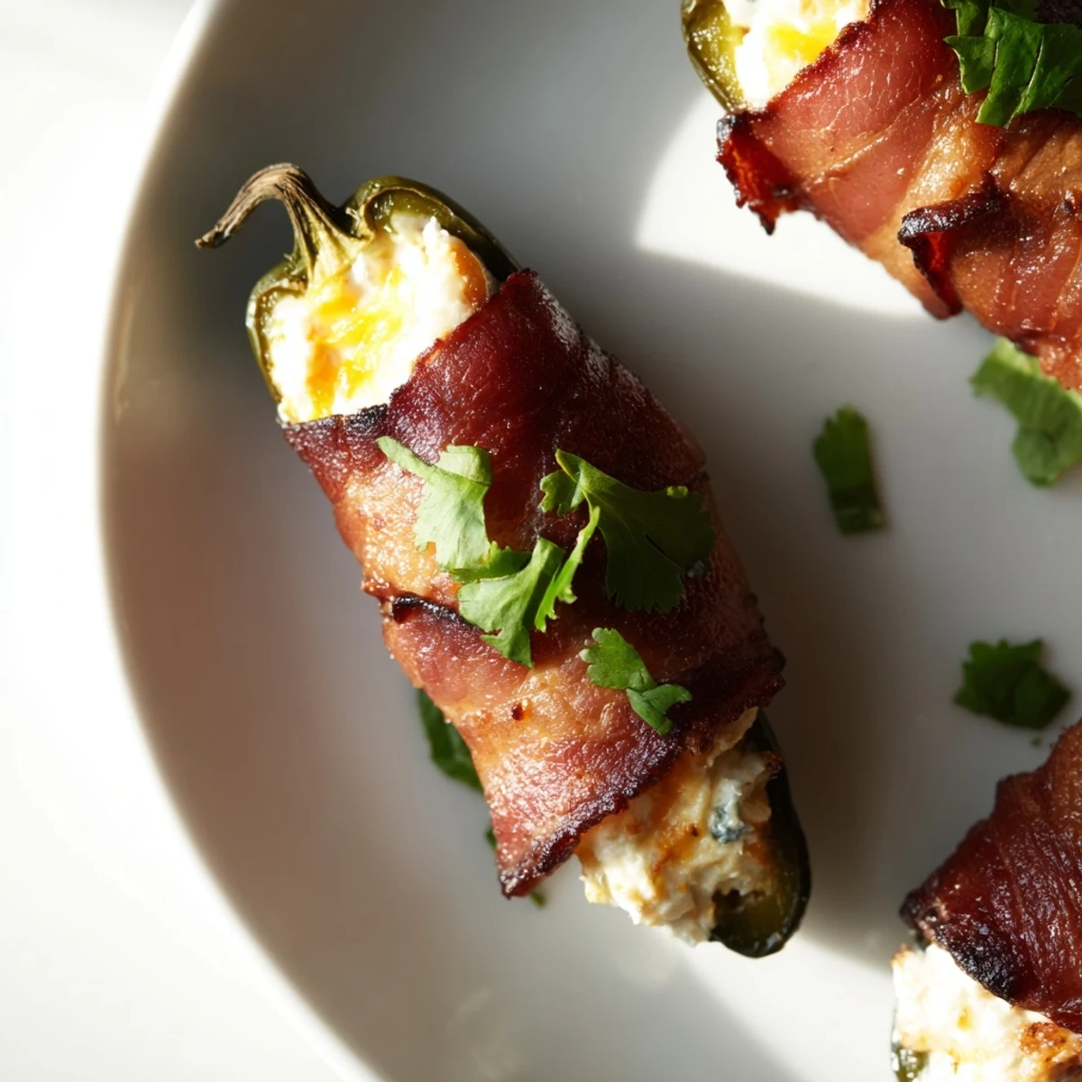Baked Game Day Jalapeno Poppers with Beef Bacon, bubbling with cheese and perfect for a snack platter.