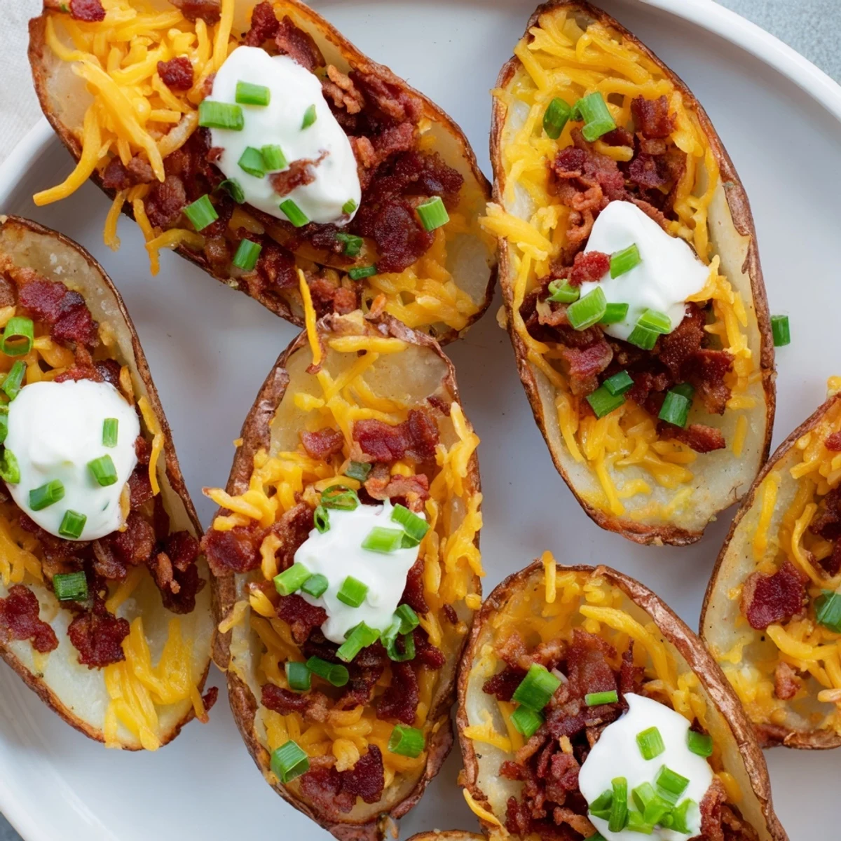 Garnished with fresh chives and sour cream, these potato skins are perfect for game day.