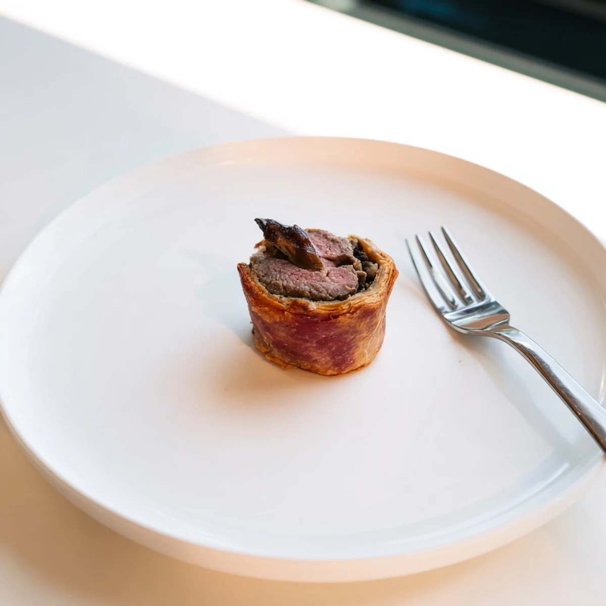 Freshly baked golden Mini Beef Wellingtons with flaky crust and rich mushroom duxelles, perfect for a sophisticated dinner party spread.