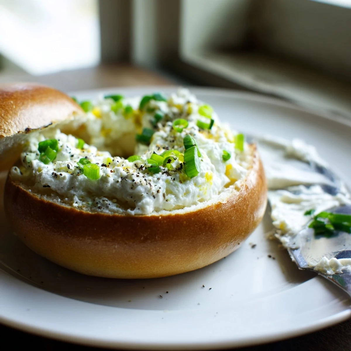 Homemade Protein Bagels with Cottage Cheese, served warm on a wooden board, featuring a hearty texture and a nutritious cottage cheese topping.