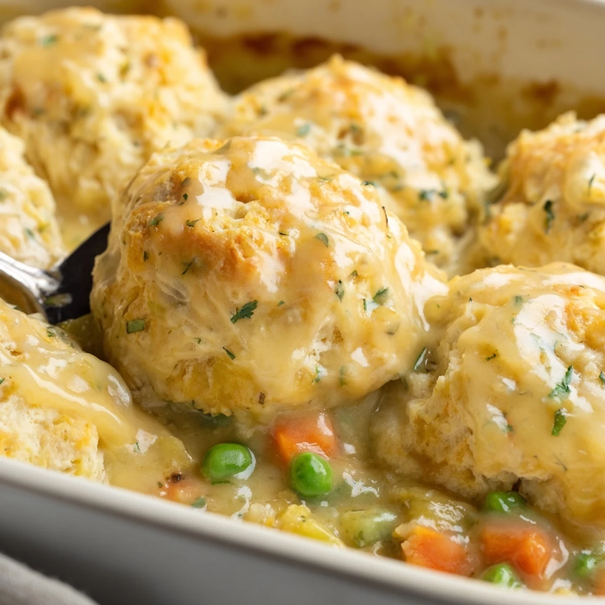 Freshly baked Red Lobster Biscuit Chicken Pot Pie emerges golden from the oven, steam rising from the creamy filling.