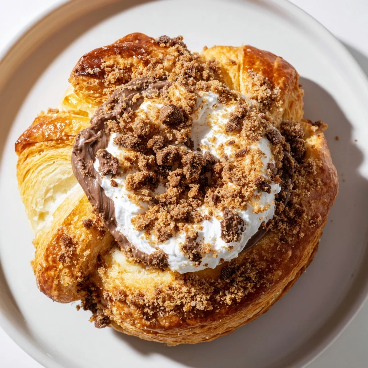 Gooey Smores Crescent Rolls with melted chocolate and toasted marshmallow, fresh from the oven.