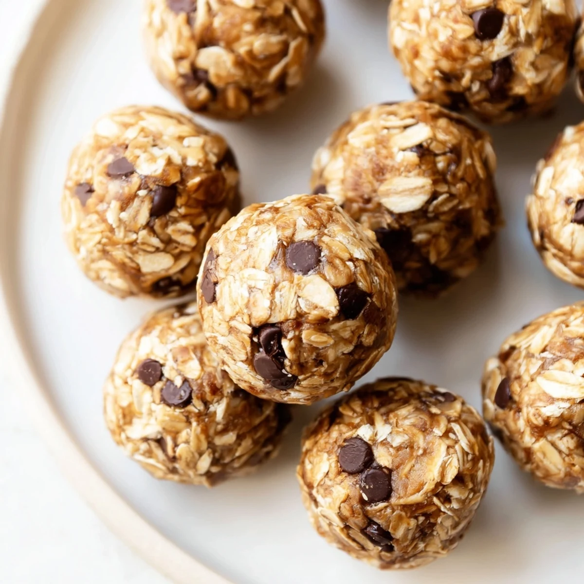 Five freshly made No Bake Peanut Butter Energy Bites arranged neatly, showing their chewy texture and sticky consistency, great for meal prepping or on-the-go snacks.  