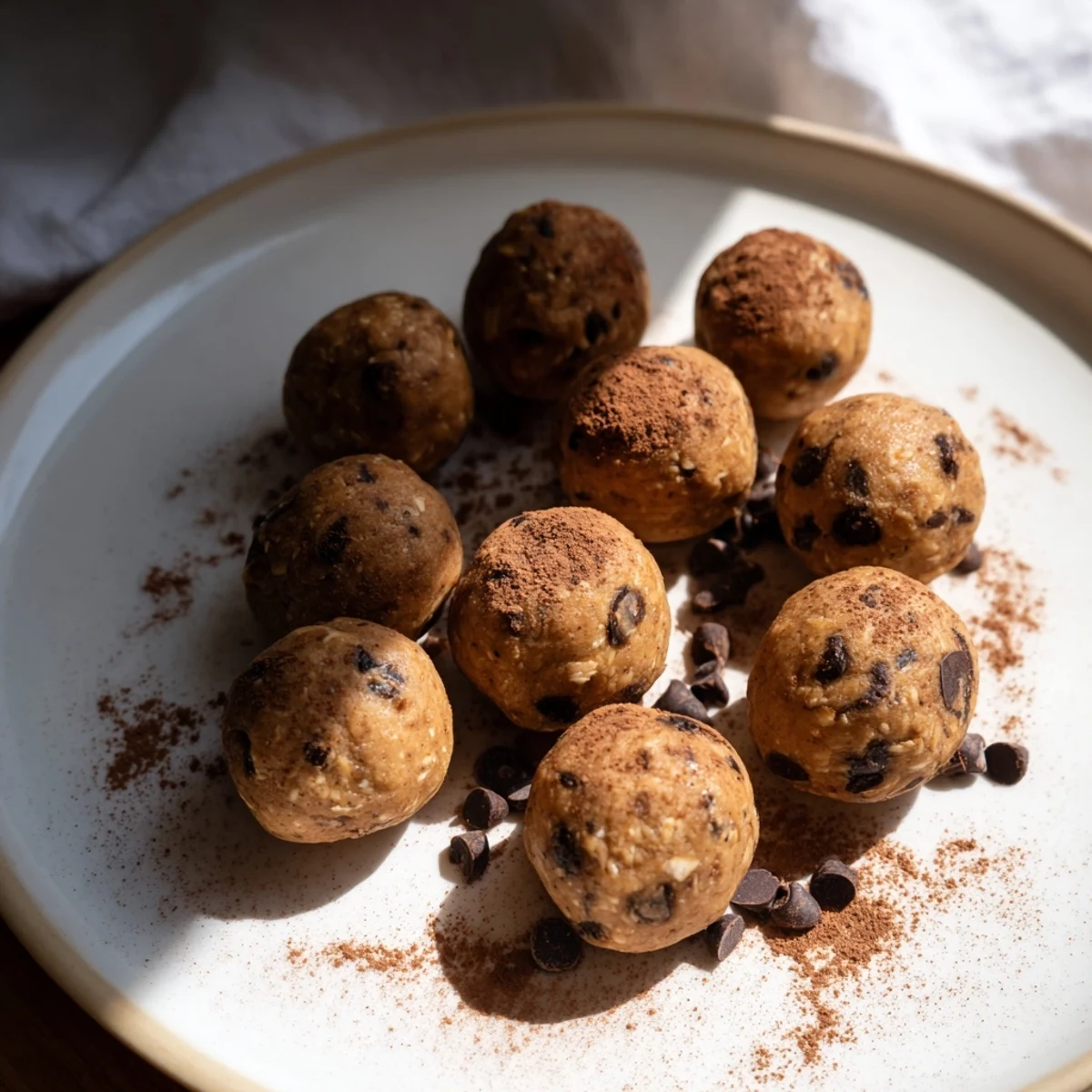 Rich chocolate peanut butter protein balls arranged on parchment paper, ready for healthy snacking
