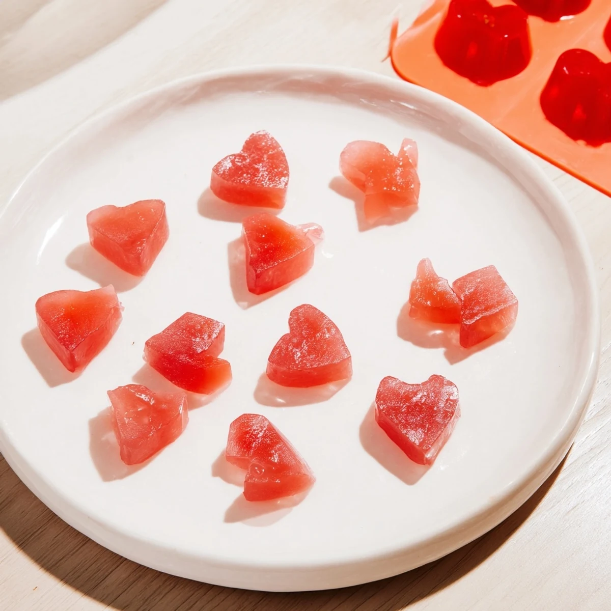 Fresh strawberry puree transforms into wobbly, ruby-red homemade strawberry gummies set in fun silicone molds for easy snacking