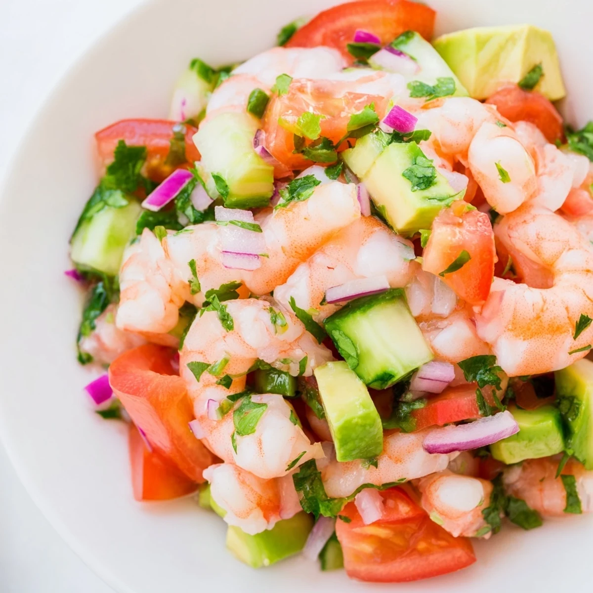 Zesty easy shrimp ceviche appetizer garnished with cilantro and served with tortilla chips