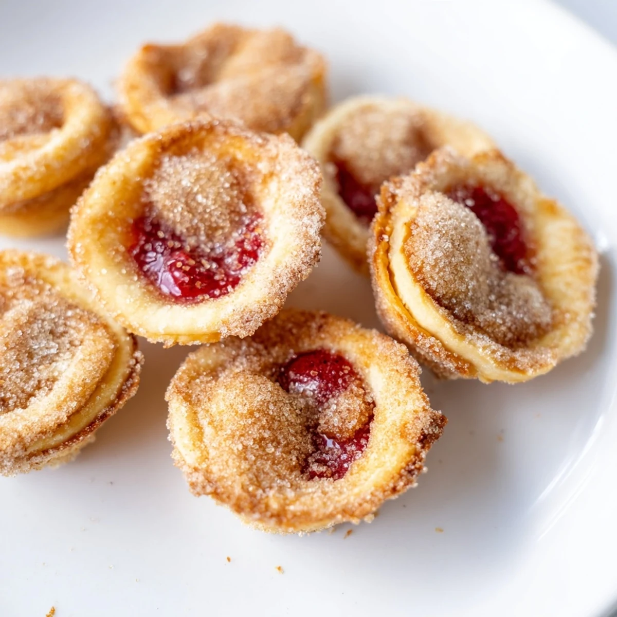 Freshly baked cherry pie bites cooling in mini muffin tin with sweet cherry centers