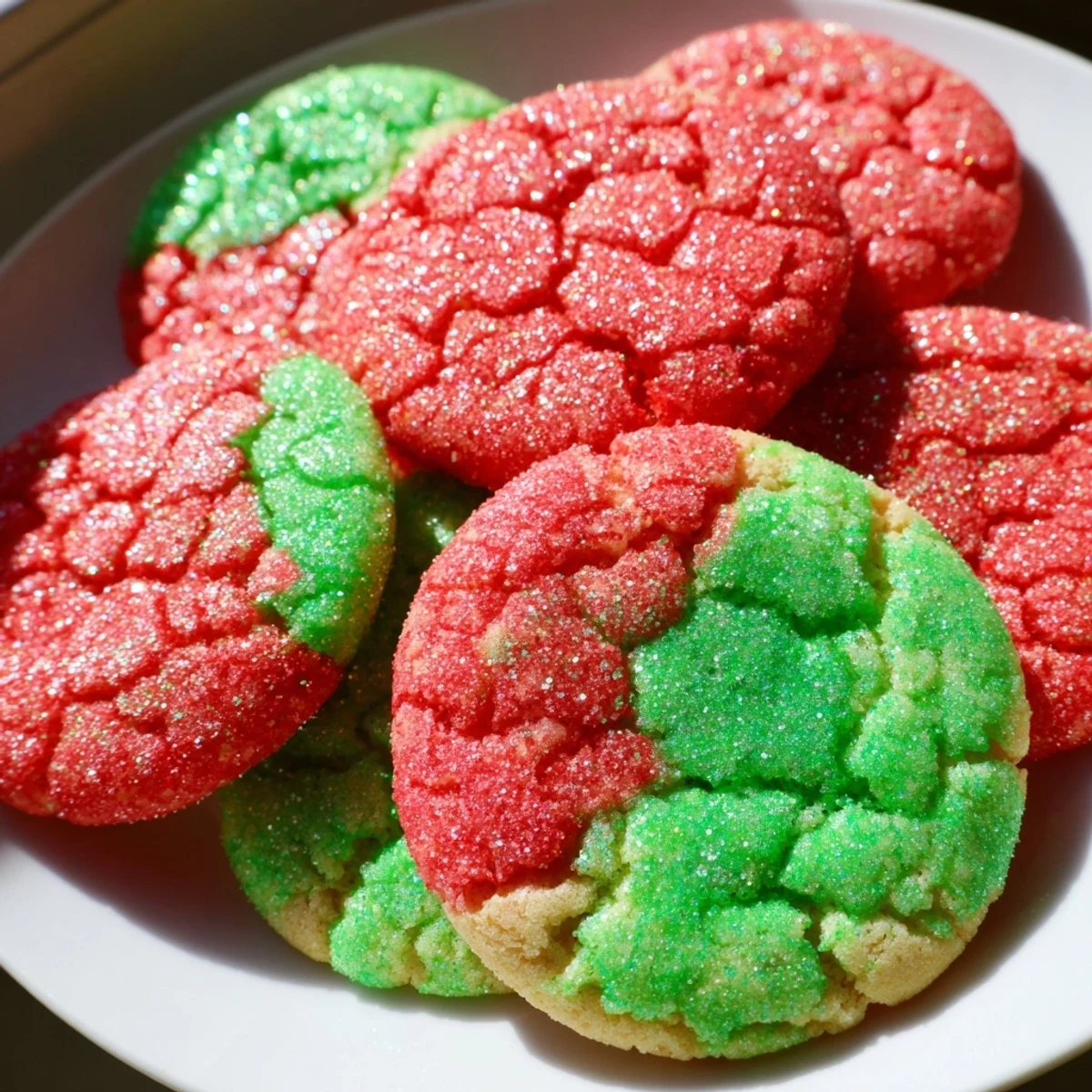 Chewy colorful Jello sugar cookies with crackled sugar coating on wire cooling rack