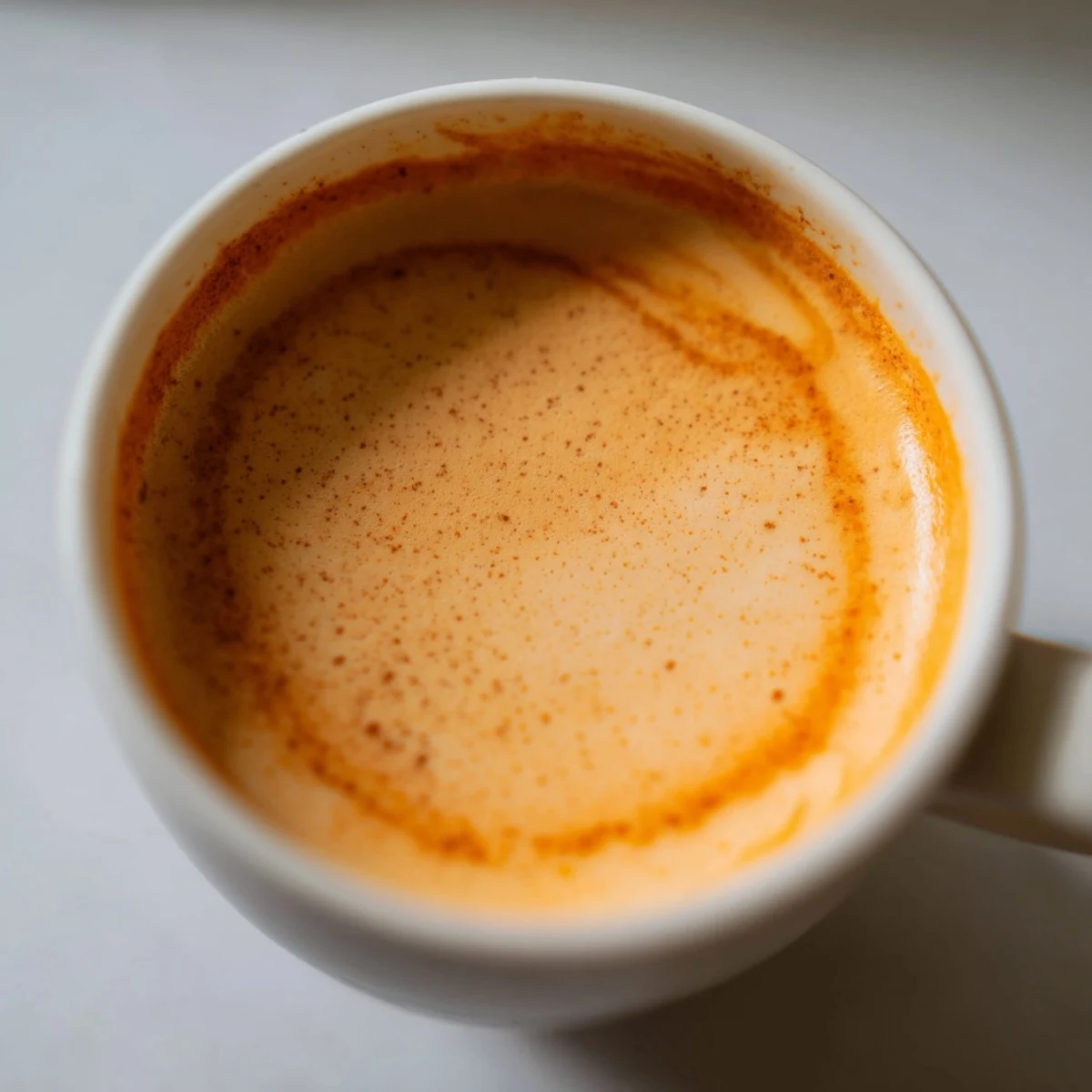 Creamy Goguma Latte topped with cinnamon in a cozy mug