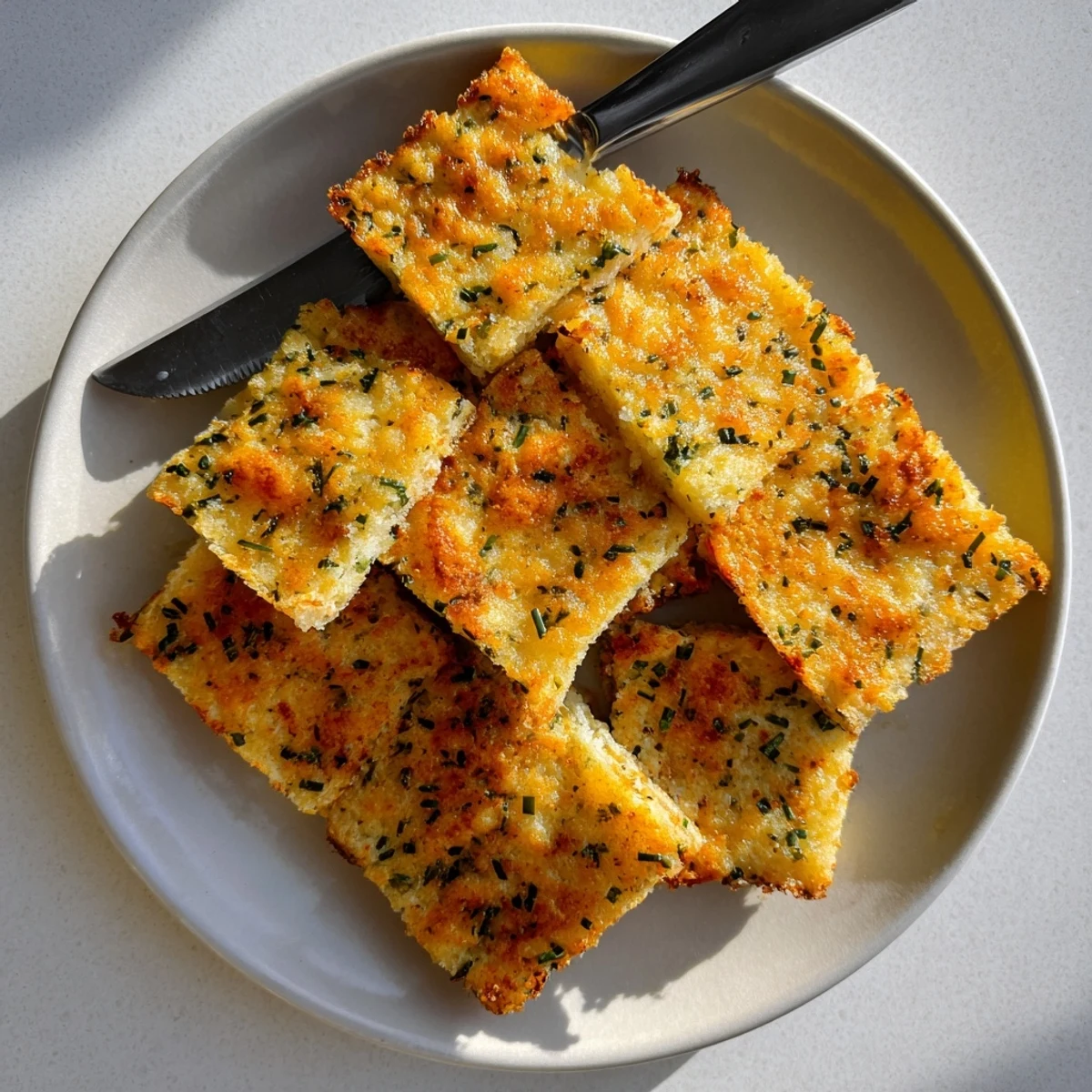 Ultra-crispy baked cheese and herb snack bites golden at the edges