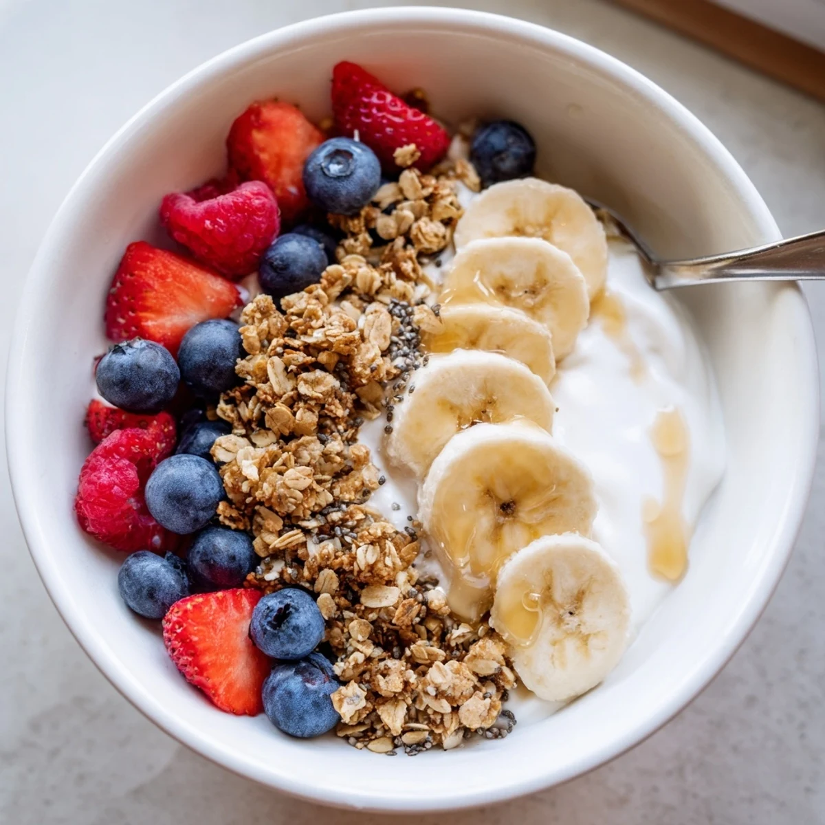 Cottage Cheese Breakfast Bowl with creamy curds, bright berries, and granola crunch