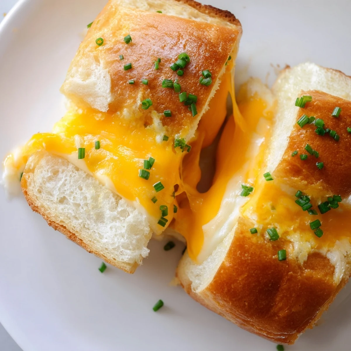 Bite-size Mini Grilled Cheese Hawaiian Rolls, buttery exterior and melty cheese inside.