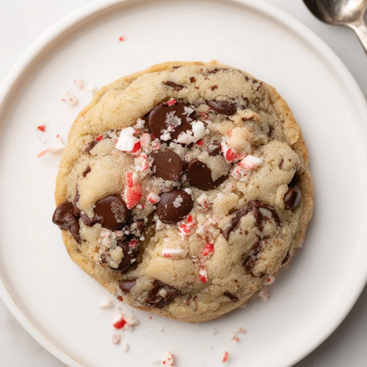 Holiday tray of Peppermint Chocolate Chip Cookies dusted with crushed peppermint, fragrant