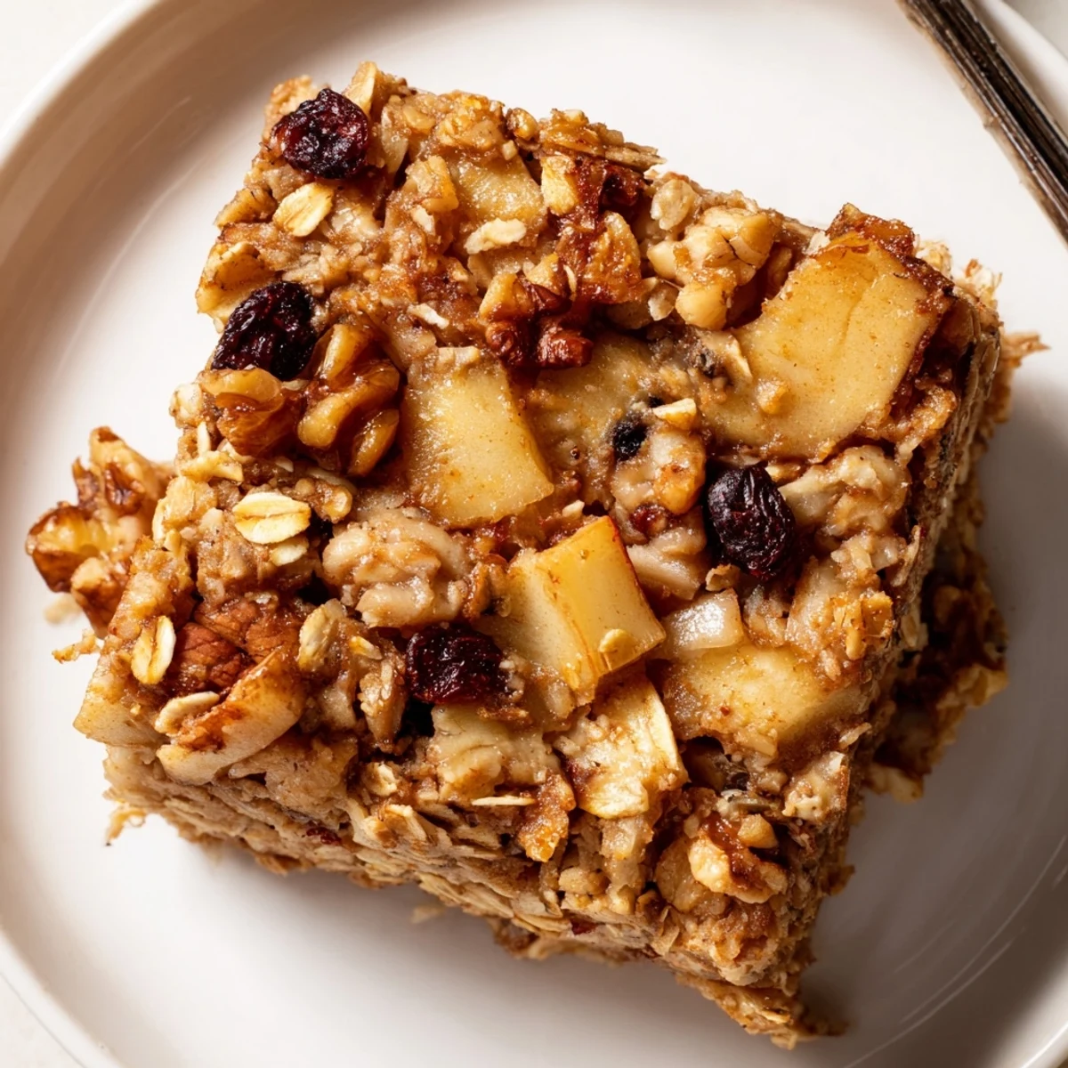Delicious Apple Cinnamon Oatmeal Bake steaming in a dish, apple aroma rising