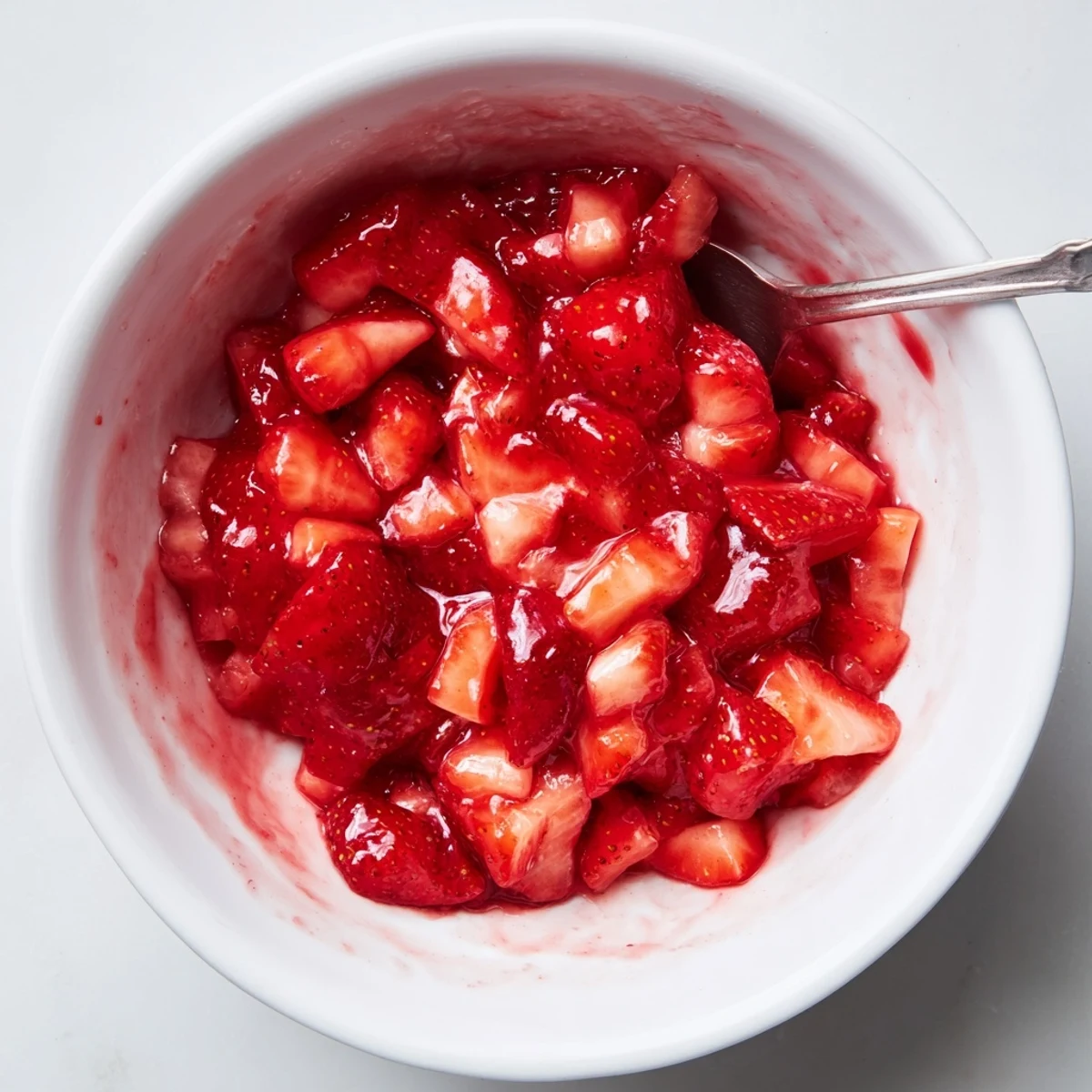 Silky Strawberry Cake Filling Recipe chilled, ready to layer between sponge cakes