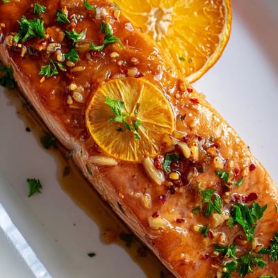 Perfectly cooked Baked Salmon with Blood Orange Glaze served alongside fluffy quinoa and roasted asparagus for a complete healthy meal.