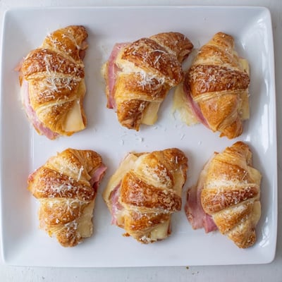 Savory Stuffed Croissants filled with ham and creamy Dijon sauce, baked until perfectly flaky.