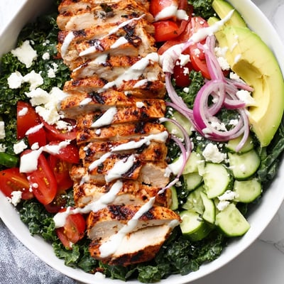 Marinated Kale and Chicken Bowls